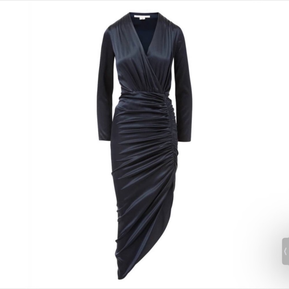 Veronica Beard Cameri Ruched Silk Midi Dress Sz 8 - image 4
